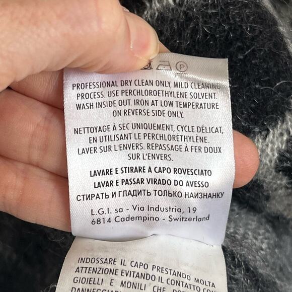 Gucci Leopard Effect V Neck Mohair Sweater Black Gray XS - Picture 9 of 10